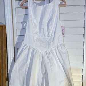 White Basque waist backless mini dress